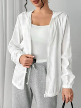 Texture Zip Up Hooded Jacket White Woman Outerwear