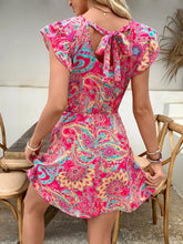 Floral Paisley Print Flutter Sleeve Mini Dress Woman Casual Dress