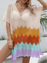 Openwork V-Neck Half Sleeve Cover-Up Swimwear Cover-Ups