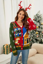 Nutcracker Contrast V-Neck Long Sleeve Cardigan Woman Outerwear