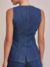 Button Down Denim Vest Woman Denim Tops