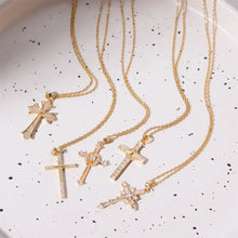 Stainless Steel Inlaid Zircon Cross Necklace Necklaces
