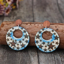 Cutout Star Print Wooden Dangle Earrings Multicolor One Size Earrings