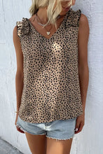 Perfee Leopard Frill Trim V-Neck Tank Tanks & Camis