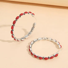 Artificial Turquoise C-Hoop Earrings Red One Size Earrings