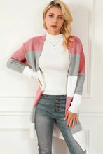 Striped Open Front Long Sleeve Cardigan Woman Outerwear
