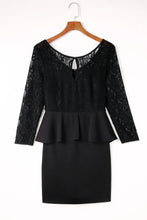 Lace Detail Long Sleeve Mini Dress Cocktail Dress