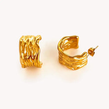 18K Gold-Plated Textured Chunky Hoop Earrings Earrings