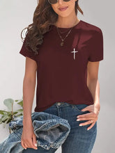 Cross Graphic Round Neck T-Shirt Woman T Shirts