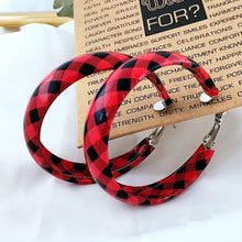 Plaid PU Leather Hoop Earrings Earrings