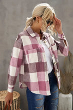 Plaid Button Up Dropped Shoulder Jacket Woman Outerwear