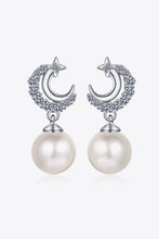 Moissanite Pearl Drop Earrings Silver One Size Earrings