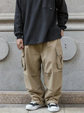 Men's Loose Fit Cargo Pants with Multiple Pockets Khaki Woman Sweatpants
