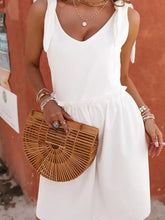 V-Neck Tie Shoulder Mini Dress Woman Casual Dress