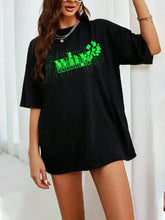 Letter Graphic Round Neck Half Sleeve T-Shirt Black Woman T Shirts