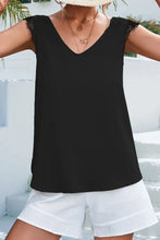 Lace Detail Eyelash Trim V-Neck Tank Tanks & Camis