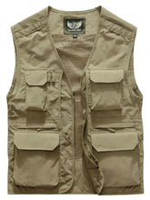 Men's Plus Size Zip Up V-Neck Vest Khaki Mens Tops