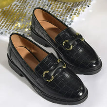 Round Toe Block Heels Loafers Black Woman Loafers