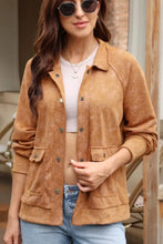 Snap Down Flap Pocket Long Sleeve Shacket Woman Outerwear