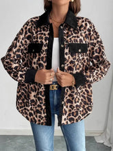 Leopard Collared Neck Button Up Shacket Woman Outerwear