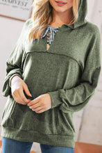 Lace Up Drop Shoulder Long Sleeve Hoodie Woman Sweatshirts