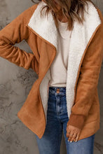 Open Front Long Sleeve Sherpa Jacket Caramel Woman Outerwear