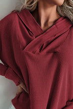 Waffle Knit Long Sleeve Hoodie Woman Sweatshirts