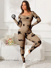 Scoop Neck Long Sleeve Active Jumpsuit Taupe Woman Activewear