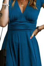 Smocked V-Neck Cap Sleeve Dress Maxi Dresses