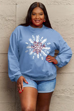 Simply Love Full Size LET IT SNOW Long Sleeve Sweatshirt Light Blue Woman Sweatshirts