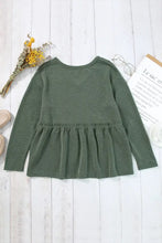 Peplum V-Neck Long Sleeve T-Shirt Woman T Shirts