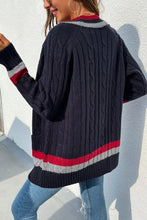 Open Front Striped Long Sleeve Cardigan Woman Outerwear