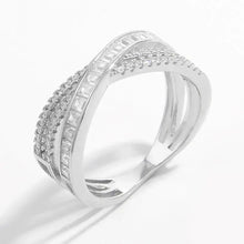 X Shape Inlaid Zircon 925 Sterling Silver Ring Rings