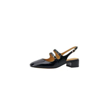 Round Toe Block Heels Loafers Black Woman Loafers