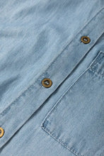 Folded Short Sleeve Patched Pocket Denim Shirt Woman Denim Tops