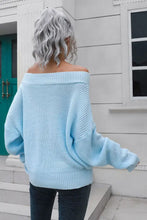 Off-Shoulder Ribbed Long Sleeve Pullover Sweater Sweater Pullovers