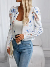Printed Zip Up Long Sleeve Jacket Woman Outerwear