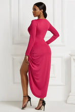 High-low Ruched Surplice Long Sleeve Dress Cocktail Dress