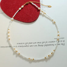 Titanium Steel Glass Bead Pearl Necklace Necklaces