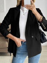 Perfee Lapel Collar Long Sleeve Blazer Woman Outerwear