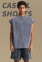 Men's Washed Round Neck Tank Mens Tops