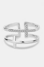 925 Sterling Silver Inland Zircon Cross Ring Rings