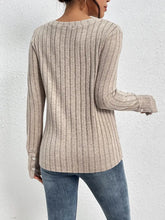 Perfee Lace Detail Ribbed V-Neck Long Sleeve Top Woman Blouses