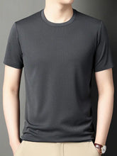 Men's Plus Size Breathable Texture Short Sleeve T-Shirt Dark Gray Mens Tops