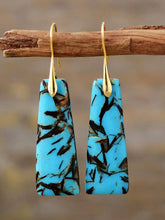 Geometrical Shape Imperial Jasper Dangle Earrings Sky Blue One Size Earrings