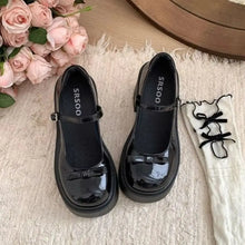 Round Toe Block Heels Loafers Black Woman Loafers