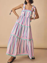 Tied Contrast Wide Strap Cami Dress Maxi Dresses