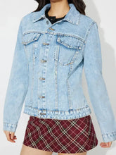 Button Up Long Sleeve Denim Shacket Woman Tops
