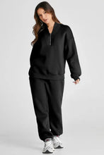 Quarter Zip Long Sleeve Top and Pants Set Woman Activewear