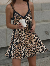 Leopard Print V-neck Cami Swing Dress Woman Casual Dress
